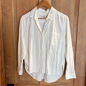 LOFT Women's White Medium Petite Button Down Shirt